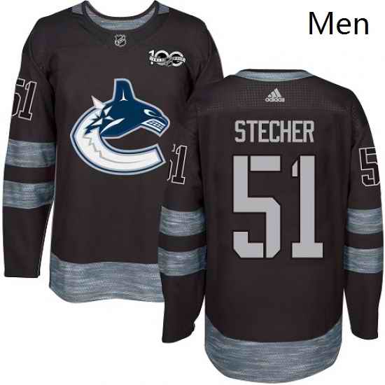 Mens Adidas Vancouver Canucks 51 Troy Stecher Premier Black 1917 2017 100th Anniversary NHL Jersey